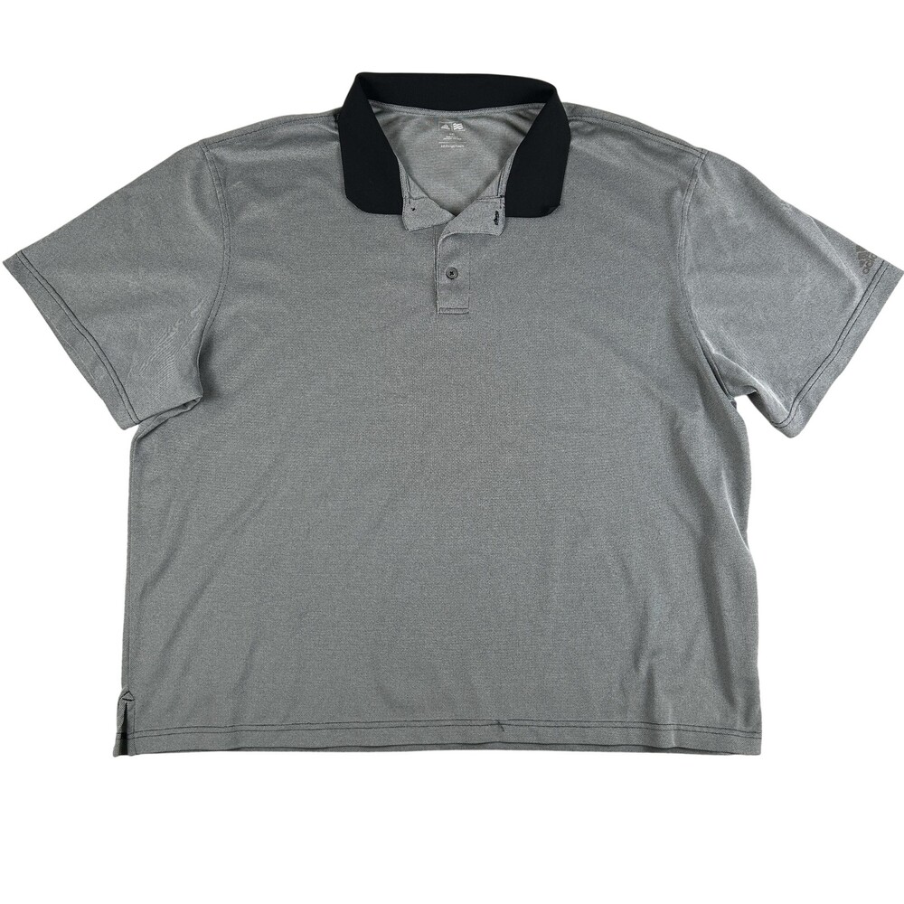 Adidas Golf Polo Shirt Mens 2XL Gray Micro Check Contrast Performance Top